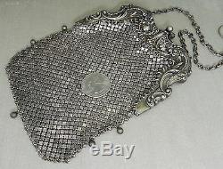 Tourner Antique De Siècle Gorham En Argent Sterling Maille Bourse B570m