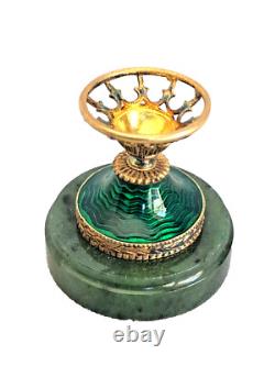 U24098 Oeuf de Pâques en Émail Guilloché Vert en Argent Sterling Vintage avec Pe G2U