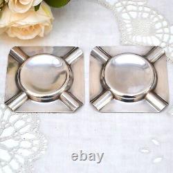 Une paire de cendriers en argent sterling vintage des années 1960