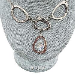 VTG. Collier pendentif ovale en verre romain d'Israël et en argent sterling 925 avec ensemble de boucles d'oreilles