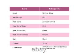 Vente de Noël Collier Vintage en Chaîne en Argent Sterling 925 avec Émeraude Naturelle Zambienne