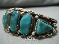 Vert Turquoise Vintage Navajo Énorme Argent Sterling Bracelet Marc James