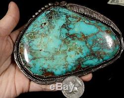 Vieux Pion Vintage Navajo Huge Royston Slab Boucle De Ceinture Turquoise & Sterling