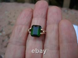 Vintage 0.86ct Emerald Cut Green Emerald 14k Yellow Gold Finish Wedding Ring