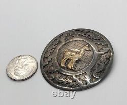 Vintage 18k Or Et Argent Sterling Broche 925 Pendentif Pérou Llama Artisan