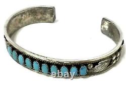 Vintage 925 Argent Sterling Turquoise Cuff Bracelet Par Dave & Celia Nieto Zuni