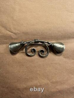 Vintage A. Manca Manchette Sterling Argent 3 Double Lily Brooch