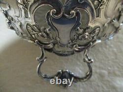 Vintage Allemand 930 Argent Sterling & Cherubs Repousse À Pied Ovale Pièce Centrale