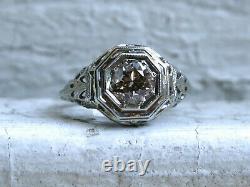 Vintage & Antique Art Déco Edouardian Ring 14k Or Blanc Plus De 2 Ct Rond Diamant
