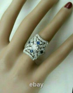 Vintage Antique Retro Art Déco Wedding Ring 14k Or Blanc Plus De 3,11 Ct Diamond