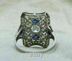 Vintage Antique Retro Art Déco Wedding Ring 14k Or Blanc Plus De 3,11 Ct Diamond