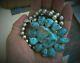 Vintage Arizona Kingman Turquoise Pendentif En Argent Sterling Collier Perles Navajo
