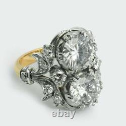 Vintage Art Deco 3.4 Ct Blanc Rond Diamant Antique Fiançailles Promesse Bague Cadeau