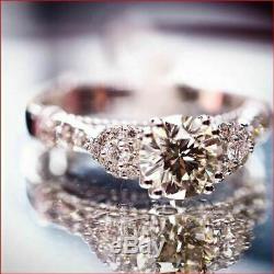 Vintage Art Déco Anneau De Mariage 2 Ct Diamant Bague De Fiançailles En Or 14k Fini Blanc