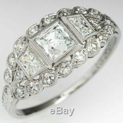 Vintage Art Déco Bague De Fiançailles Bague De Mariage 2 Ct Diamant Argent 925