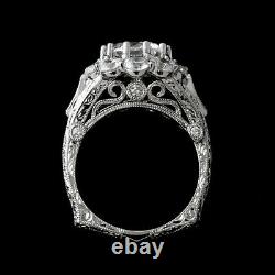Vintage Art Déco Bague Filigree Bague De Mariage 3,20 Ct Diamant Argent 925