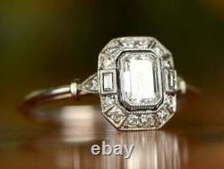 Vintage Art Déco Blanc 3,50 Ct Diamond Antique Engagement Bijoux De Mariage Anneau