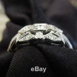 Vintage Art Déco De Fiançailles De Mariage Bague Diamant 1.61ct Or Blanc 14k Plus Beaux