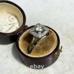 Vintage Art Déco Engagement Anneau MID Century 2.1 Ct Diamond 14k Or Blanc Sur