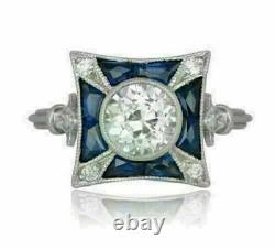Vintage Art Déco Engagement & Wedding Ring 2.30 Ct Diamond 14k White Gold Over