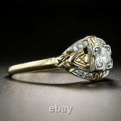 Vintage Art Déco Mariage Antique Bague 14k Or Jaune Plus De 1,50 Ct Rond Diamant