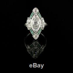 Vintage Art Deco Sapphire Anneau Fin 3 Ct Trois Pierres De Diamant En Or Blanc 14k Plus
