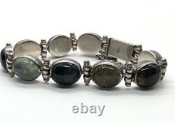 Vintage Bracelet En Argent Sterling 925 6 Rutilated Quartz Multi Couleur 34 Grams