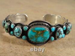 Vintage Bracelet En Argent Style Navajo Turquoise Et Sterling Johnson