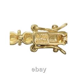 Vintage Chine Or 14k Sur 925 Argent Sterling Double Boucle Bracelet De Tennis 7.5