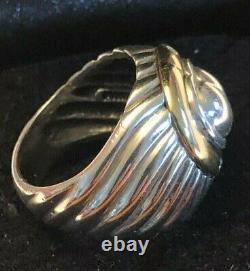 Vintage David Yurman 18k Or Sterling Silver Diamond Heart Dome Ring Size7-7.5