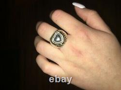 Vintage David Yurman 18k Or Sterling Silver Diamond Heart Dome Ring Size7-7.5