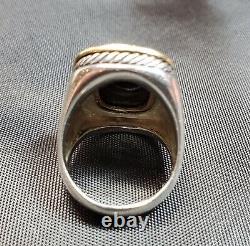 Vintage David Yurman 18k Or Sterling Silver Onyx Ring Taille 9