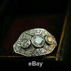 Vintage Edwardian Art Déco Fiançailles Et Mariage Bague 2.5ct Diamant 14k Or Sur