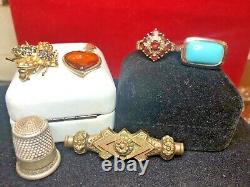 Vintage Estate Sterling Silver Lot Gemstone Garnet Ring Pin Amber Turquoise A