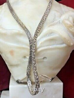 Vintage Estate Sterling Silver Necklace Italie Designer Signé Milor Weave