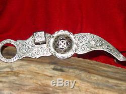 Vintage Fleming Sterling Western Silver Concho Cheval Bridle Head Stall Bit