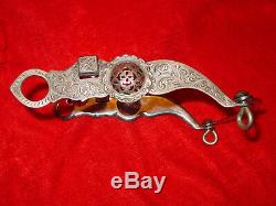 Vintage Fleming Sterling Western Silver Concho Cheval Bridle Head Stall Bit