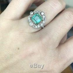 Vintage Halo Bague De Fiançailles 2ct Asscher Diamant Art Déco Bague En Or 14k Plus