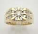 Vintage Hommes 1ct Cluster Diamond Bague De Fiançailles Rose 14k Or Jaune Finition