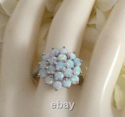 Vintage Jewellery Sterling Silver Ring Opales Antique Deco Jewelry Extra Grand V