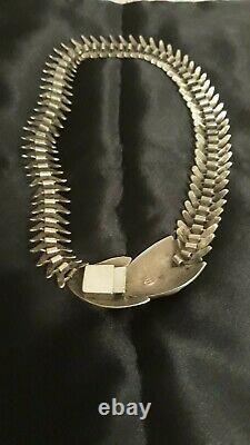 Vintage Molina Taxco 925 Sterling Silver Fish Skeleton Collier Mexique
