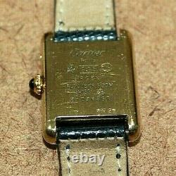 Vintage Must De Cartier Gp Sterling Silver Ladies Mechanical Tank Watch 110wei