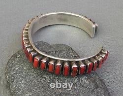 Vintage Na Sud-ouest En Argent Sterling 35 Corail Row Cuff Bracelet