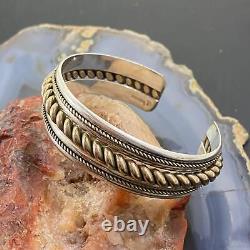 Vintage Native American Sterling Silver & Brass Coil Bracelet Empilable Pour Les Femmes
