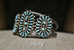 Vintage Native American Zuni Turquoise Sterling Bracelet De Couffin En Argent Sterling