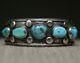 Vintage Navajo Amérindien Turquoise En Argent Sterling Bracelet