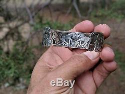 Vintage Navajo Bracelet Story Teller Par Lloyd Becenti Indigène Am Cheval Art