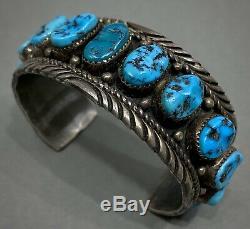Vintage Navajo En Argent Sterling Kingman Turquoise Bracelet