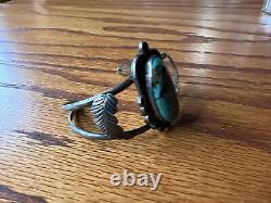 Vintage Navajo Sterling Bracelet En Argent Et Turquoise 6