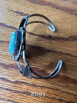 Vintage Navajo Sterling Bracelet En Argent Et Turquoise 6